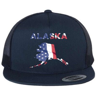 Alaska Usa Proud United States America Patriot Flag Us Gold Gift Flat Bill Trucker Hat