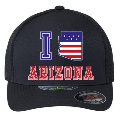 Arizona Usa Patriotic Usa Flag I Love Arizona Meaningful Gift Flexfit Unipanel Trucker Cap