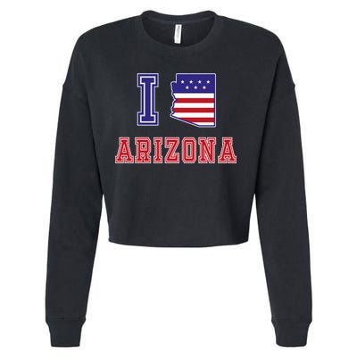 Arizona Usa Patriotic Usa Flag I Love Arizona Meaningful Gift Cropped Pullover Crew
