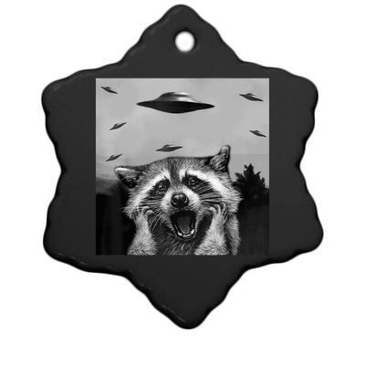 Alien Ufo Raccoon Ceramic Star Ornament