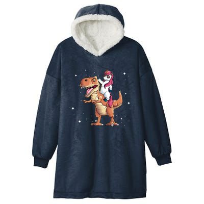 Awesome Unicorn Riding Trex Dinosaur Rawr Magical Gift Hooded Wearable Blanket