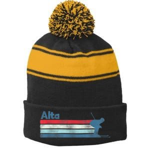 Alta Utah Retro Ski Stripe Pom Pom Beanie