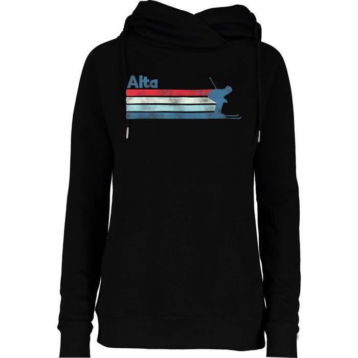 Alta Utah Retro Ski Womens Funnel Neck Pullover Hood