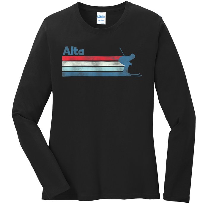 Alta Utah Retro Ski Ladies Long Sleeve Shirt