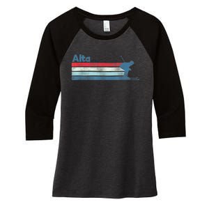 Alta Utah Retro Ski Women's Tri-Blend 3/4-Sleeve Raglan Shirt