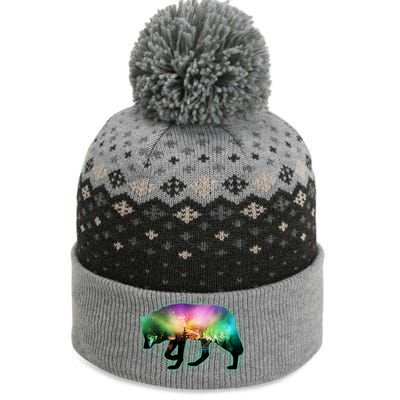 Aurora Borealis Wolf Wilderness The Baniff Cuffed Pom Beanie