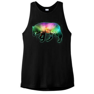 Aurora Borealis Wolf Wilderness Ladies PosiCharge Tri-Blend Wicking Tank