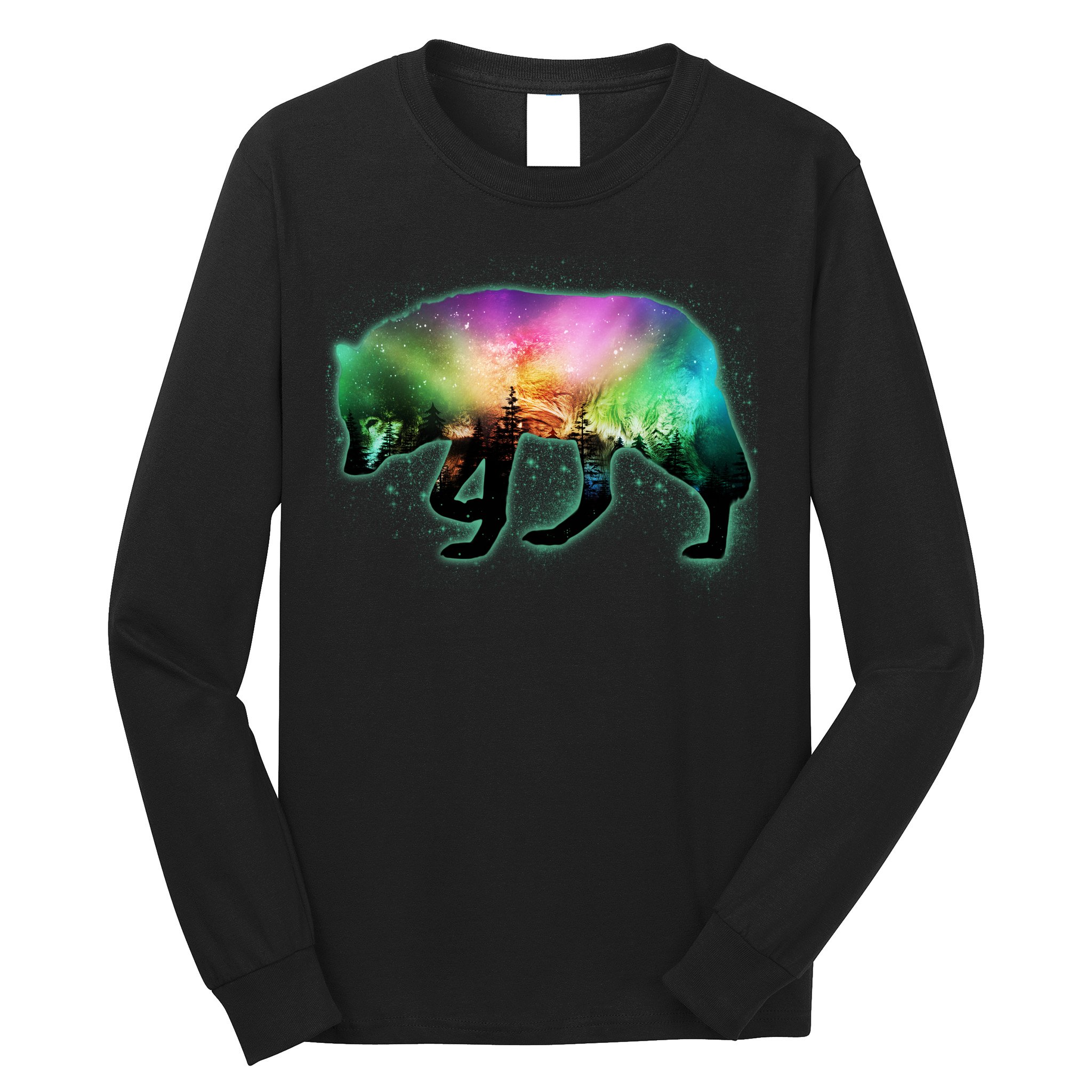 Aurora Borealis Wolf Wilderness Long Sleeve Shirt