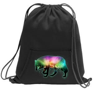 Aurora Borealis Wolf Wilderness Sweatshirt Cinch Pack Bag