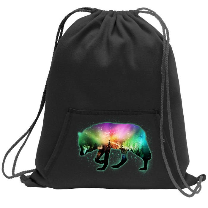 Aurora Borealis Wolf Wilderness Sweatshirt Cinch Pack Bag