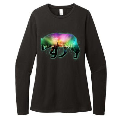 Aurora Borealis Wolf Wilderness Womens CVC Long Sleeve Shirt