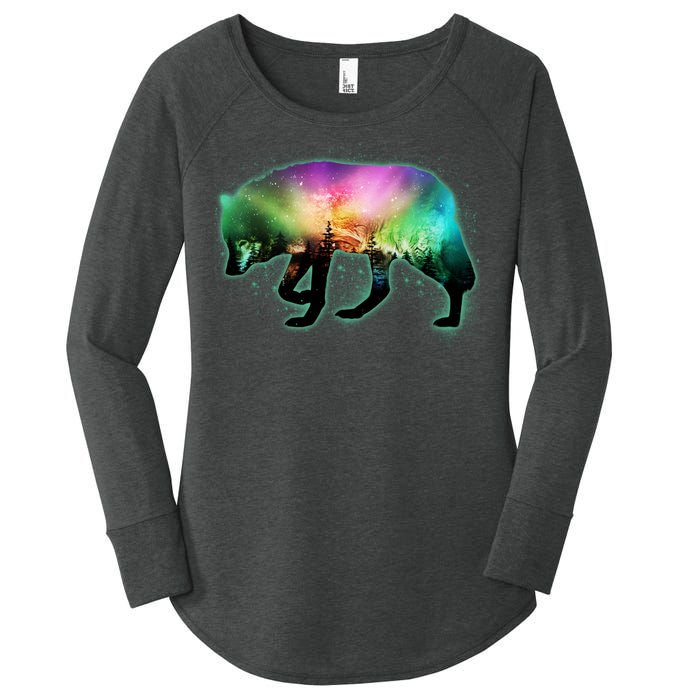 Aurora Borealis Wolf Wilderness Women's Perfect Tri Tunic Long Sleeve Shirt