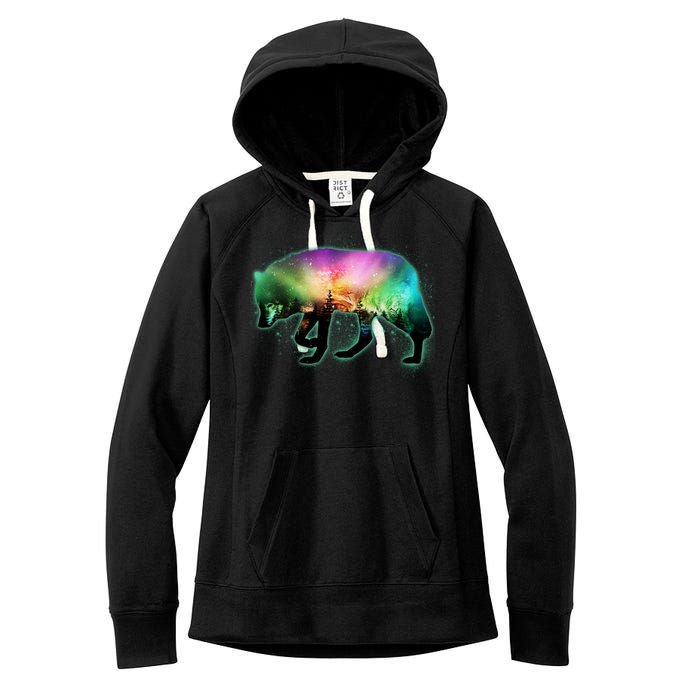 Aurora Borealis Wolf Wilderness Women's Fleece Hoodie