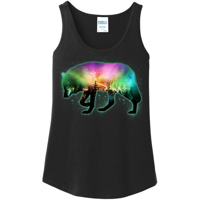 Aurora Borealis Wolf Wilderness Ladies Essential Tank