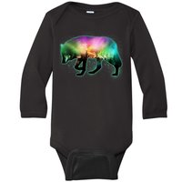 Aurora Borealis Wolf Wilderness Baby Long Sleeve Bodysuit