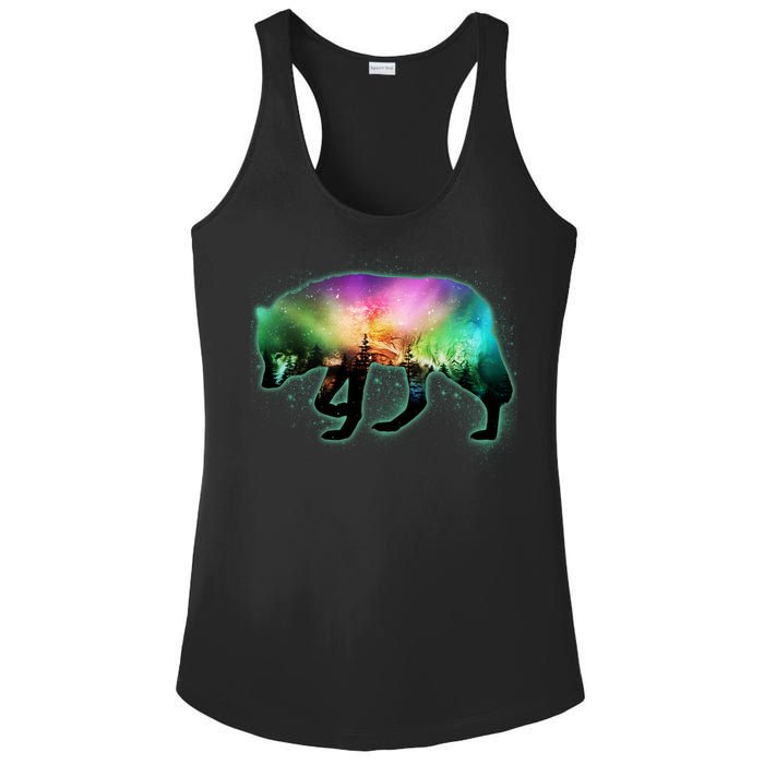 Aurora Borealis Wolf Wilderness Ladies PosiCharge Competitor Racerback Tank