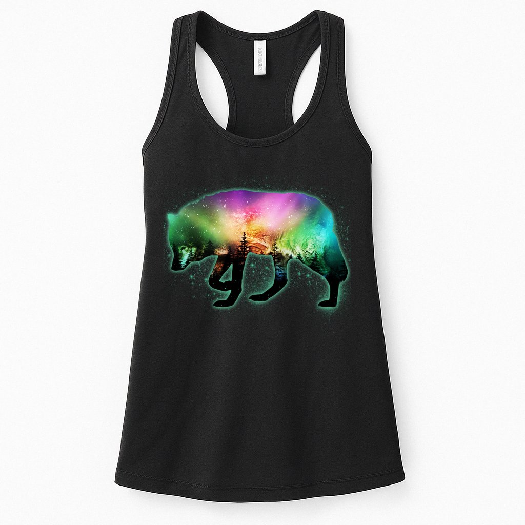 Aurora Borealis Wolf Wilderness Womens Tank Top