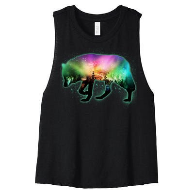 Aurora Borealis Wolf Wilderness Women's Racerback Cropped Tank