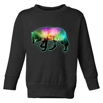 Aurora Borealis Wolf Wilderness Toddler Sweatshirt
