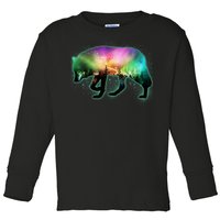 Aurora Borealis Wolf Wilderness Toddler Long Sleeve Shirt