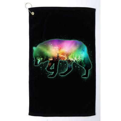 Aurora Borealis Wolf Wilderness Golf Towel