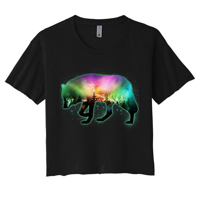 Aurora Borealis Wolf Wilderness Crop Top