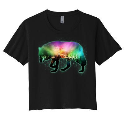 Aurora Borealis Wolf Wilderness Women's Crop Top Tee