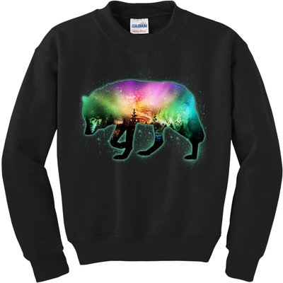 Aurora Borealis Wolf Wilderness Kids Sweatshirt