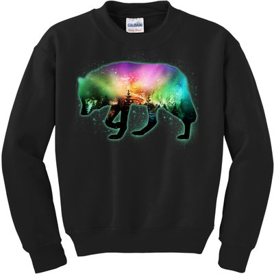 Aurora Borealis Wolf Wilderness Kids Sweatshirt