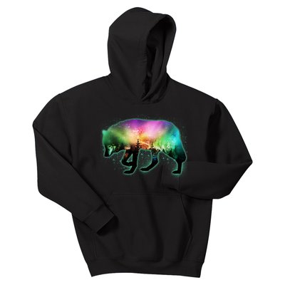 Aurora Borealis Wolf Wilderness Kids Hoodie