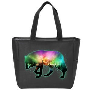 Aurora Borealis Wolf Wilderness Zip Tote Bag