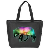 Aurora Borealis Wolf Wilderness Zip Tote Bag