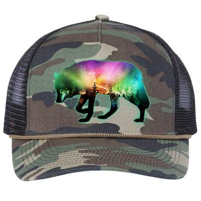 Aurora Borealis Wolf Wilderness Retro Rope Trucker Hat Cap