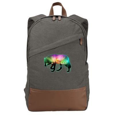 Aurora Borealis Wolf Wilderness Cotton Canvas Backpack