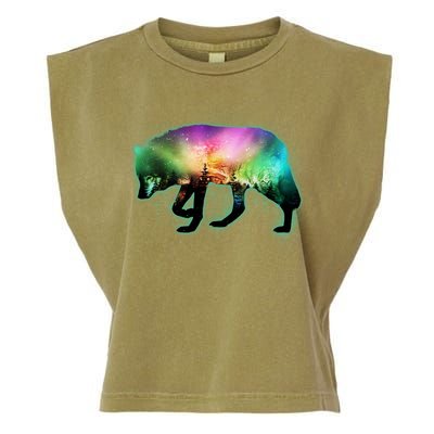 Aurora Borealis Wolf Wilderness Garment-Dyed Women's Muscle Tee