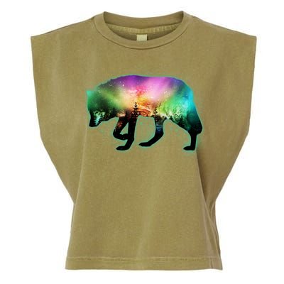 Aurora Borealis Wolf Wilderness Garment-Dyed Women's Muscle Tee