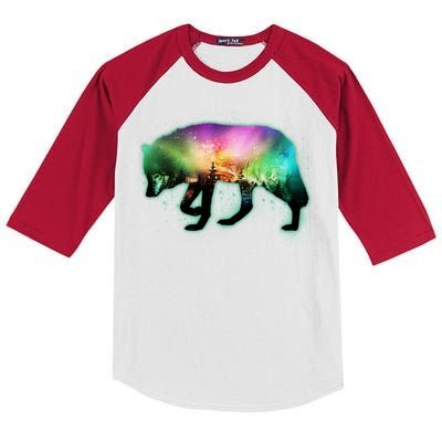 Aurora Borealis Wolf Wilderness Kids Colorblock Raglan Jersey