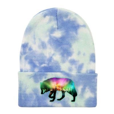 Aurora Borealis Wolf Wilderness Tie Dye 12in Knit Beanie