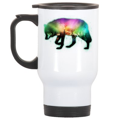 Aurora Borealis Wolf Wilderness Stainless Steel Travel Mug