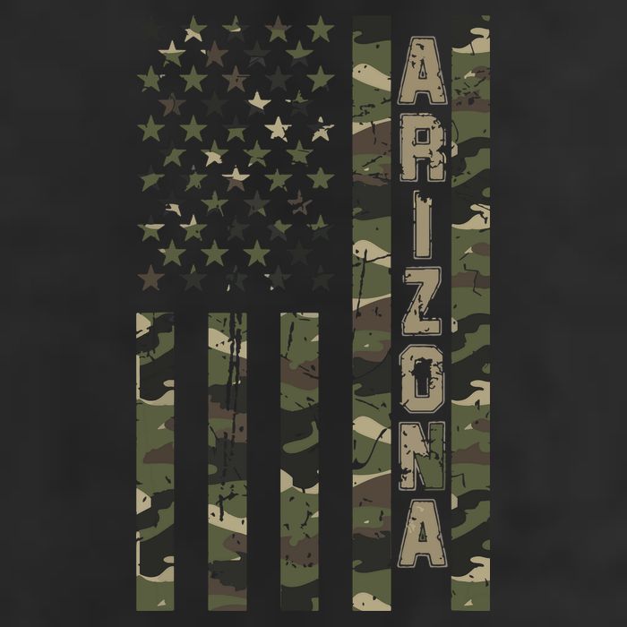 Arizona United States Distressed Camo W Us Flag 7 Panel Mesh Trucker Snapback Hat