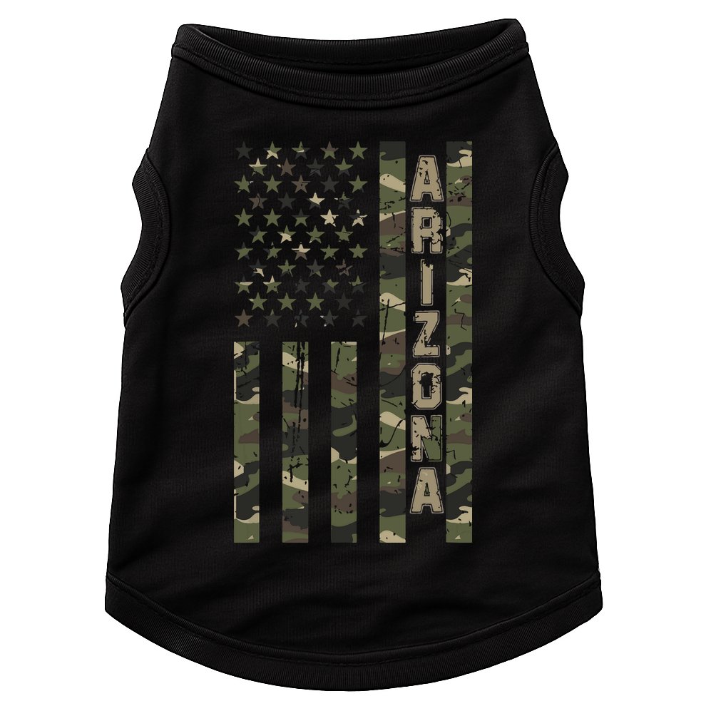 Arizona United States Distressed Camo W Us Flag Doggie Tank