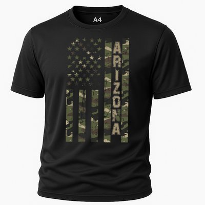 Arizona United States Distressed Camo W Us Flag Performance Shirt