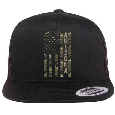 Arizona United States Distressed Camo W Us Flag Flatbill Hat