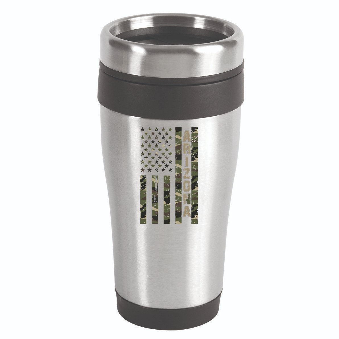 Arizona United States Distressed Camo W Us Flag 16oz Travel Tumbler