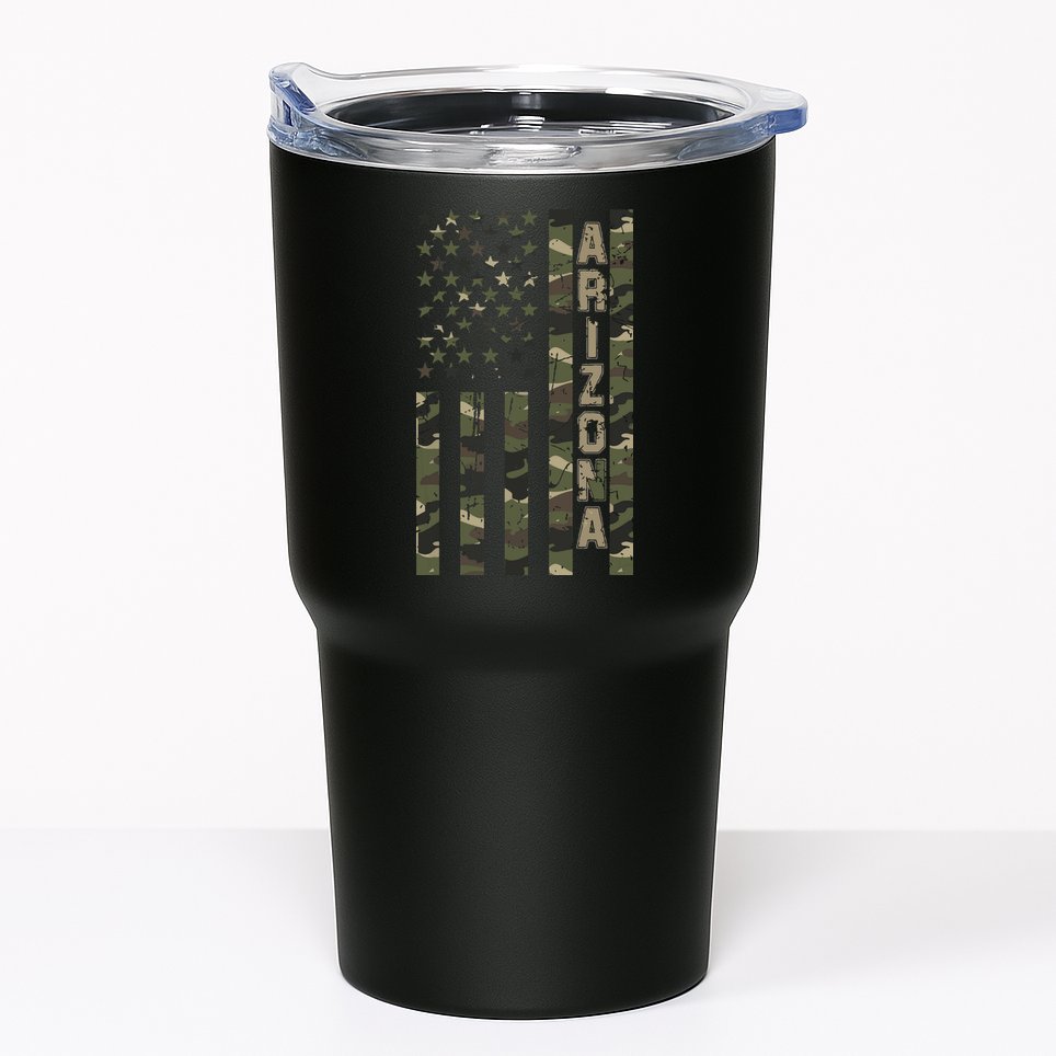 Arizona United States Distressed Camo W Us Flag Tumbler