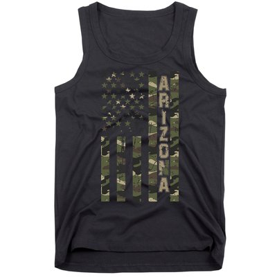 Arizona United States Distressed Camo W Us Flag Tank Top