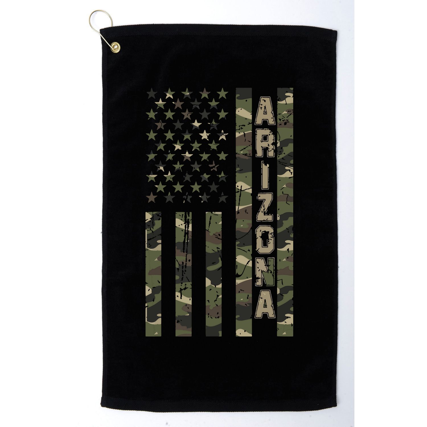 Arizona United States Distressed Camo W Us Flag Golf Towel