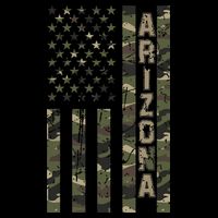 Arizona United States Distressed Camo W Us Flag Womens T-Shirt
