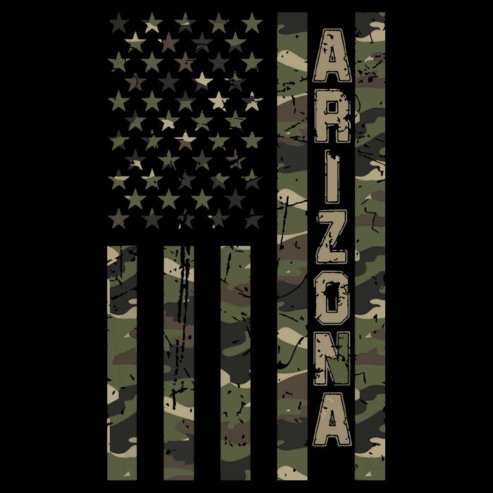 Arizona United States Distressed Camo W Us Flag Womens T-Shirt