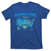 All U S National Parks Map Camping 80s Graphic Gift T-Shirt